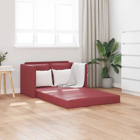Vidaxl slaapbank vloermodel 2-in-1 112x174x55 cm kunstleer wijnrood