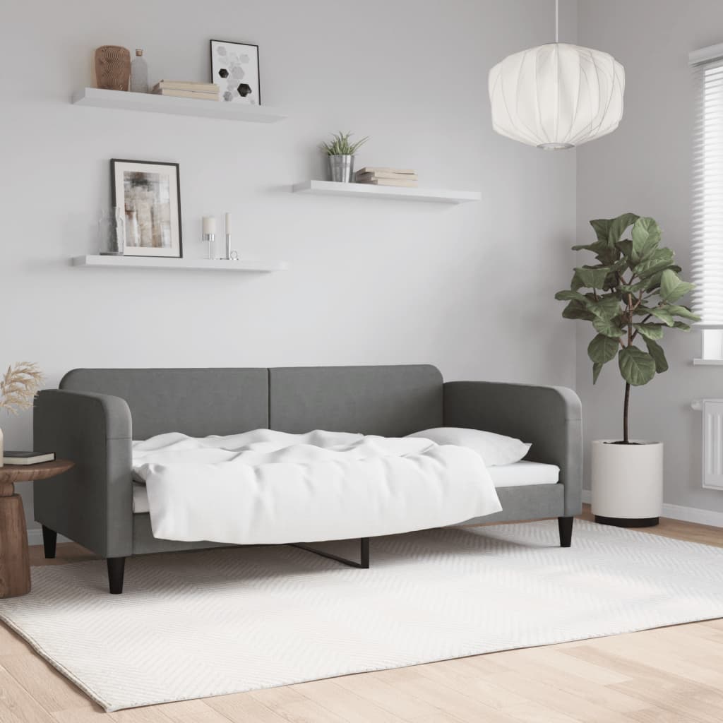 Vidaxl slaapbank 90x190 cm stof donkergrijs