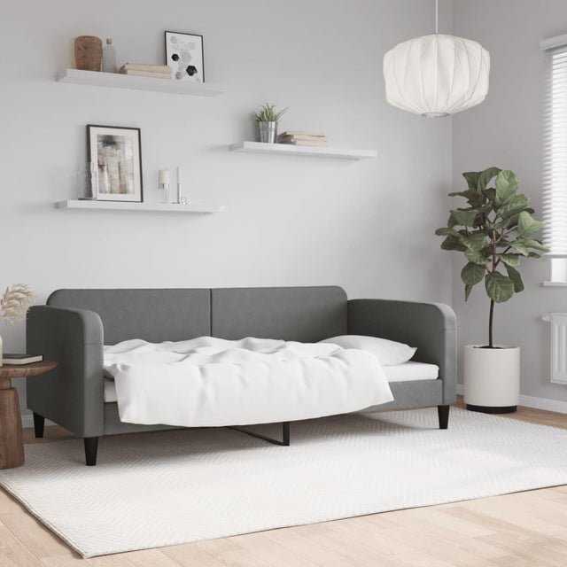 Vidaxl slaapbank 90x190 cm stof donkergrijs
