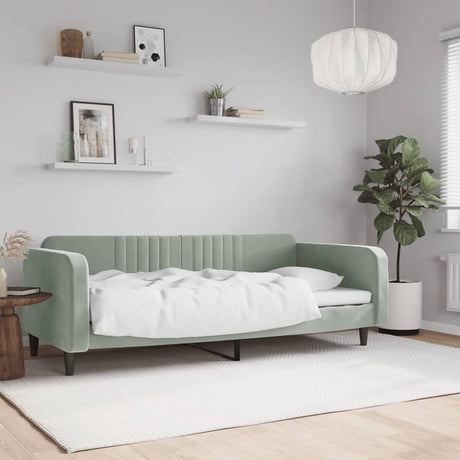 Vidaxl slaapbank 90x200 cm fluweel lichtgrijs