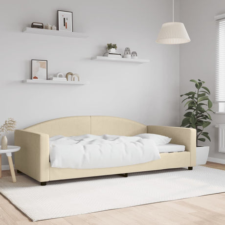 Vidaxl slaapbank 100x200 cm stof crèmekleurig