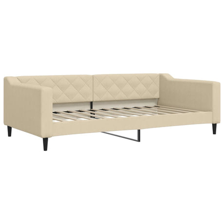 Vidaxl slaapbank 100x200 cm stof crèmekleurig