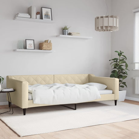 Vidaxl slaapbank 100x200 cm stof crèmekleurig