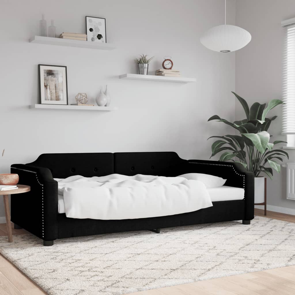 Vidaxl slaapbank 90x200 cm stof zwart