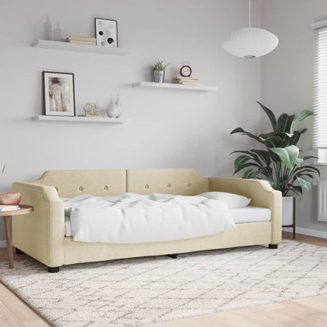 Vidaxl slaapbank 100x200 cm stof crèmekleurig