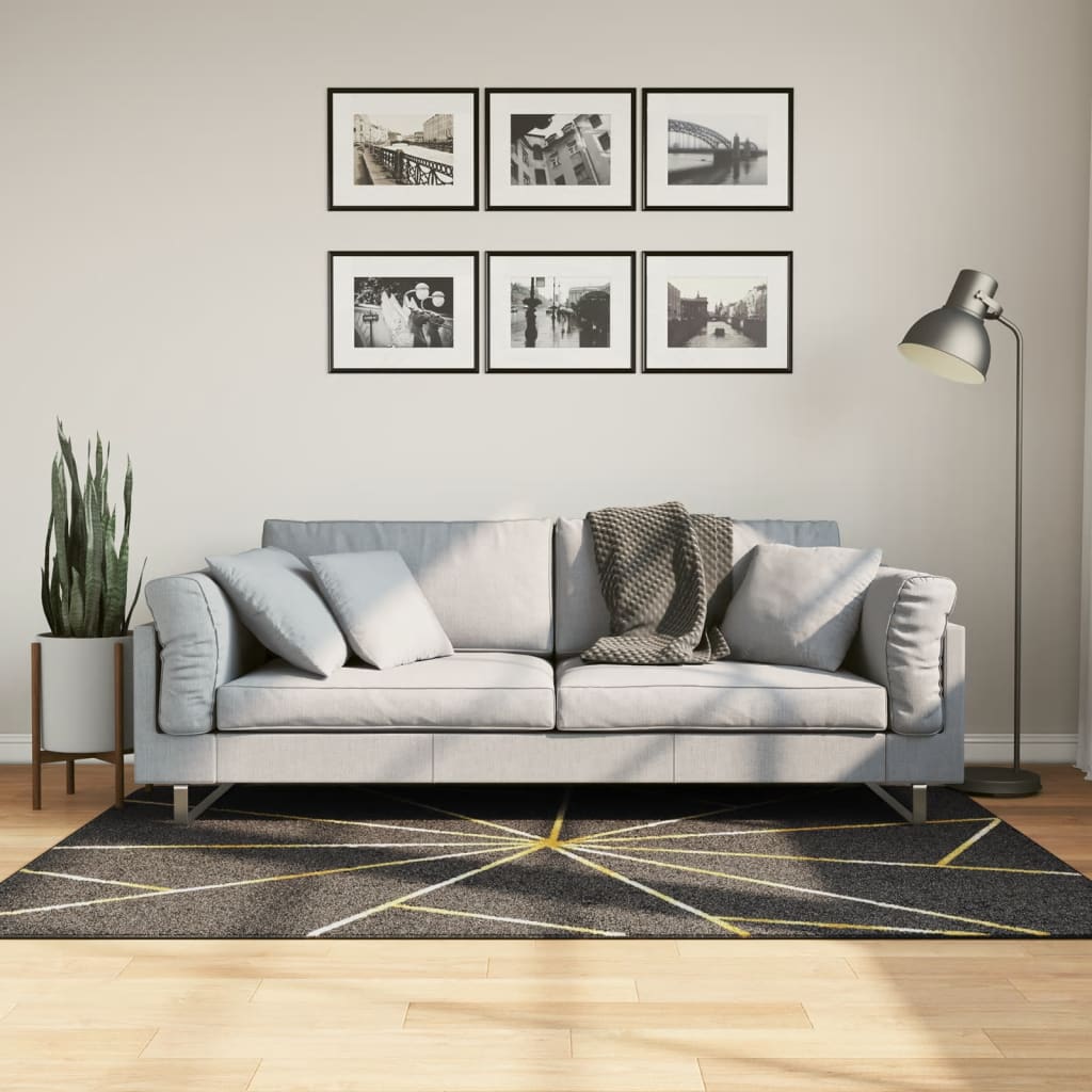 Vidaxx Teppich waschbar, rutschfest, 120 x 180 cm, Schwarz und Gold