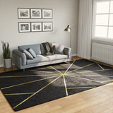 Vidaxx Teppich waschbar, rutschfest, 190 x 300 cm, Schwarz und Gold