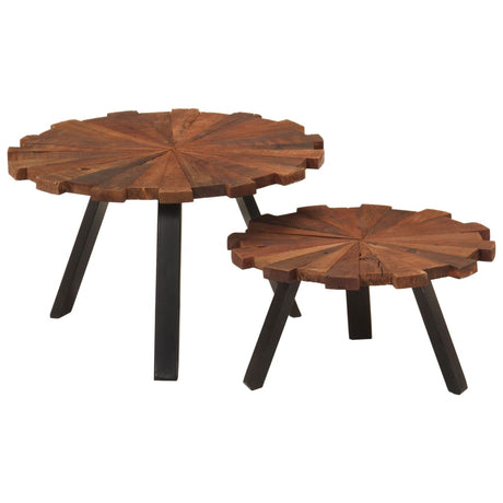 Vidaxl salontafels 2 st massief gerecycled hout en ijzer
