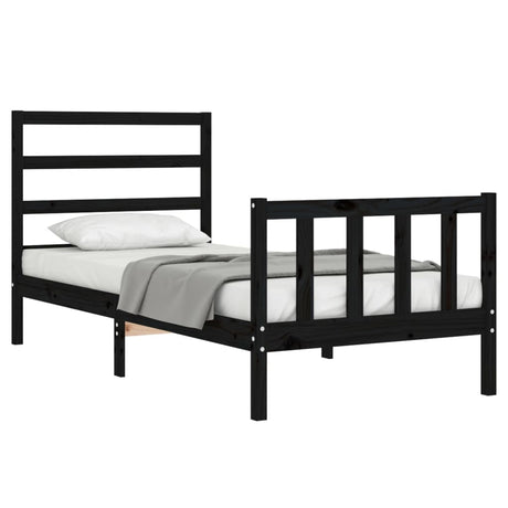 Vidaxl bedframe met hoofdbord massief hout zwart