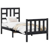 Vidaxl bedframe met hoofdbord massief hout zwart