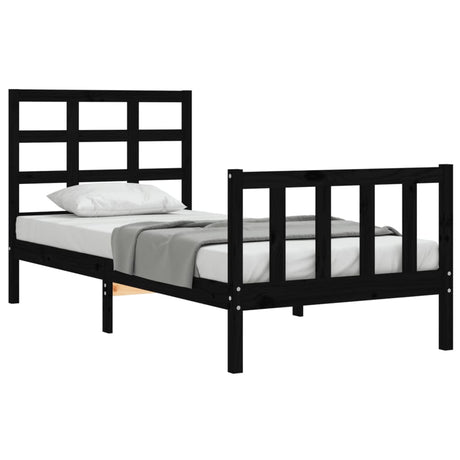 Vidaxl bedframe met hoofdbord massief hout zwart