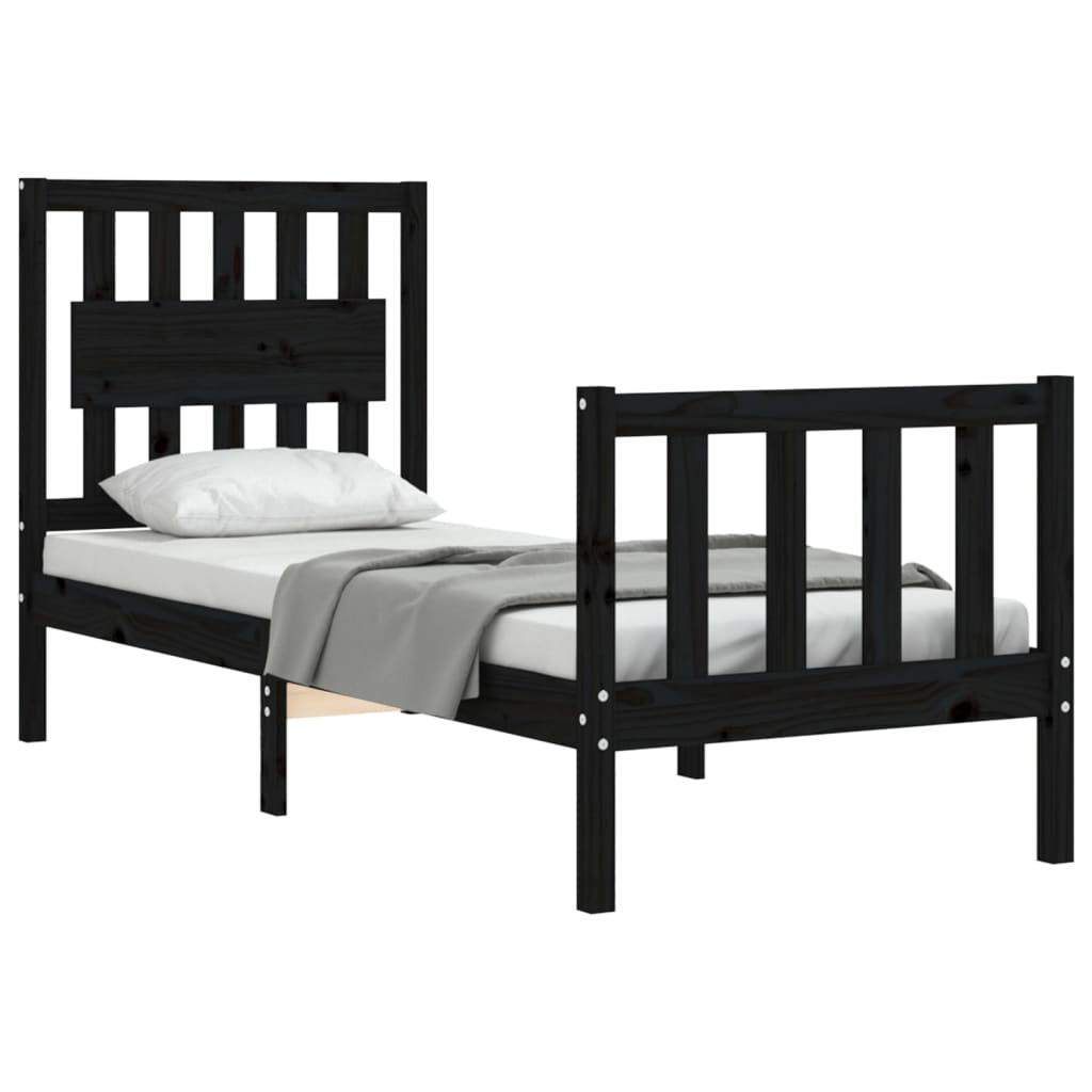 Vidaxl bedframe met hoofdbord massief hout zwart
