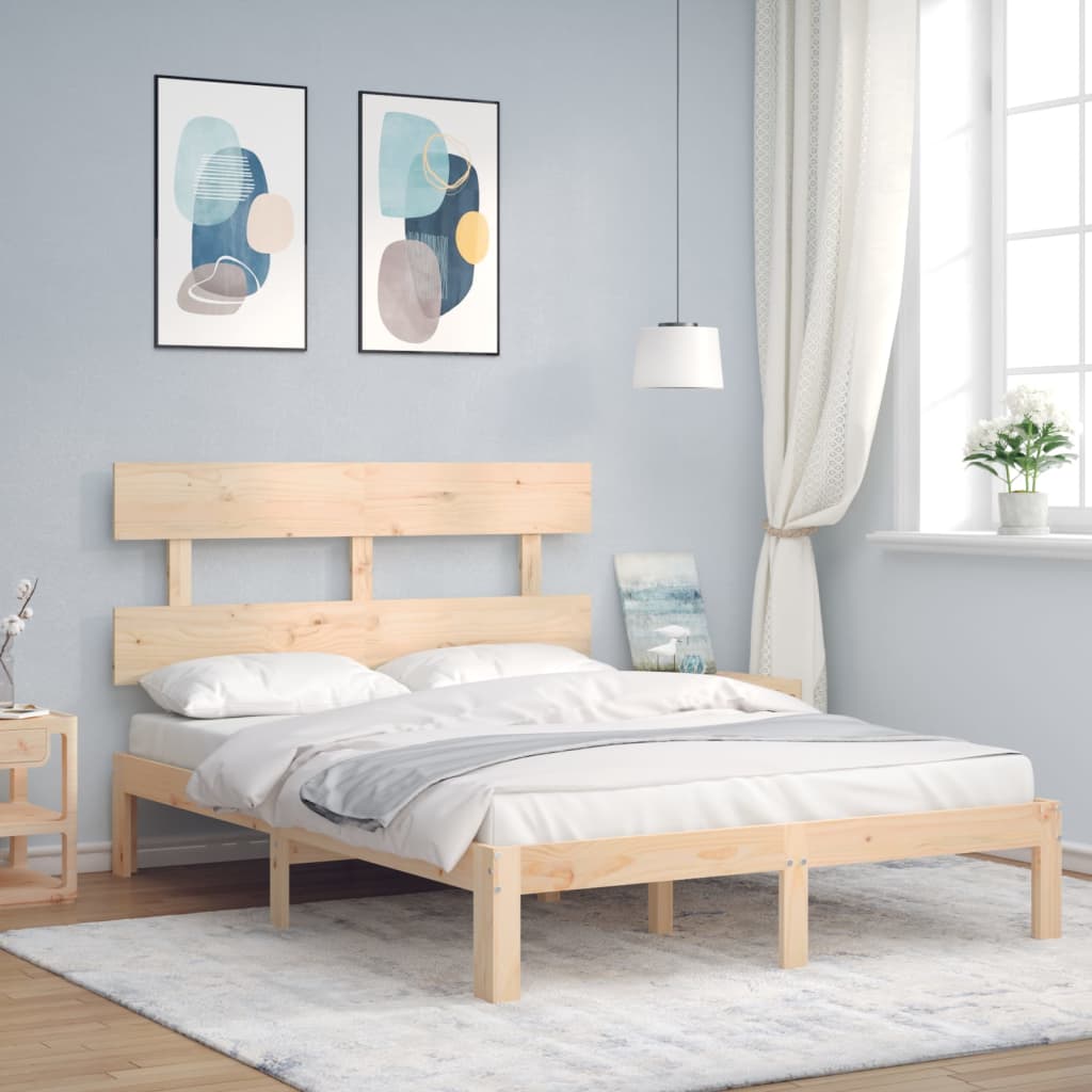 Vidaxl bedframe met hoofdbord massief hout