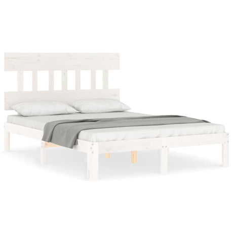 Vidaxl bedframe met hoofdbord massief hout wit