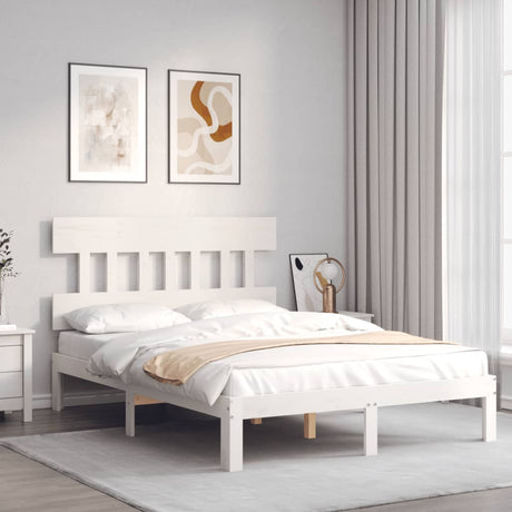 Vidaxl bedframe zonder matras massief grenenhout wit 140x190 cm