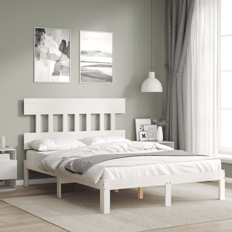Vidaxl bedframe zonder matras massief grenenhout wit 140x190 cm