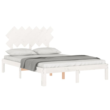 Vidaxl bedframe met hoofdbord massief hout wit