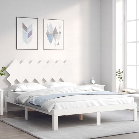 Vidaxl bedframe zonder matras massief grenenhout wit 140x190 cm
