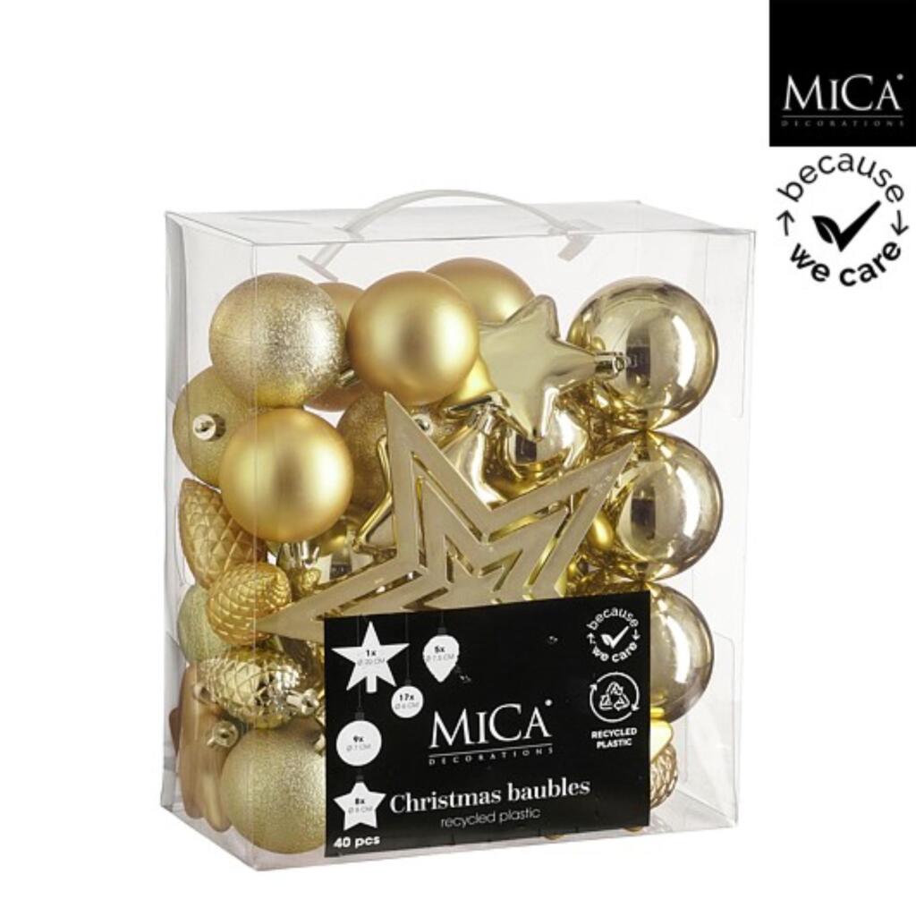 Glimmerschmuck Christbaumschmuck unzerbrechlich 40 Stück Gold