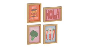 Muurdecoratie set van 4 stuks fsc mix - l15,5xb20,5xh8,5cm