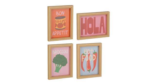 Muurdecoratie set van 4 stuks fsc mix - l15,5xb20,5xh8,5cm