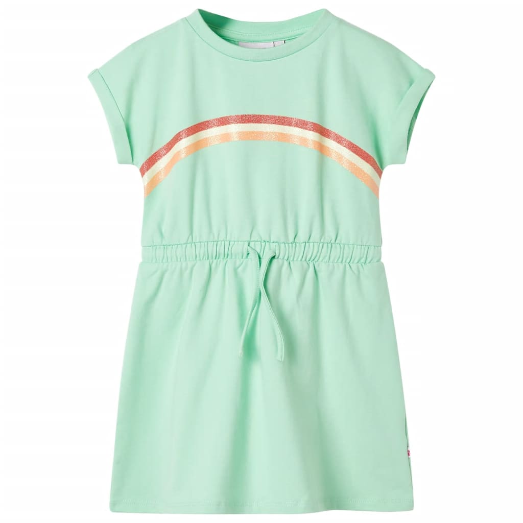 VidaXL Kinderkleid mit Kordelzug 128 Hellgrün