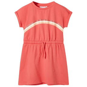 VidaXL Kinderkleid mit Kordelzug 140 Koralle