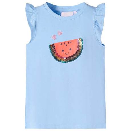 VidaXL Kindershirt mit Rüschen an den Ärmeln 140 Hellblau
