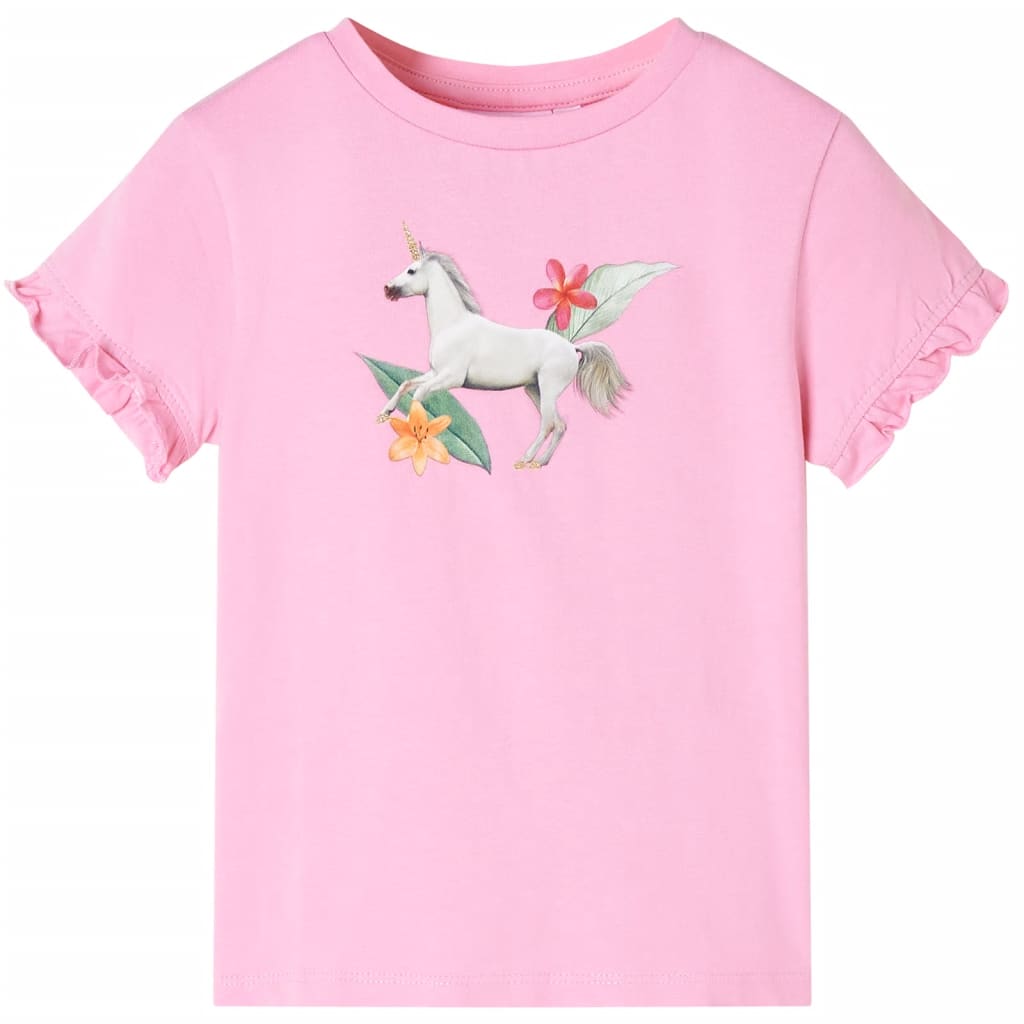 VidaXL Kindershirt mit kurzen Ärmeln 104 leuchtendes Rosa