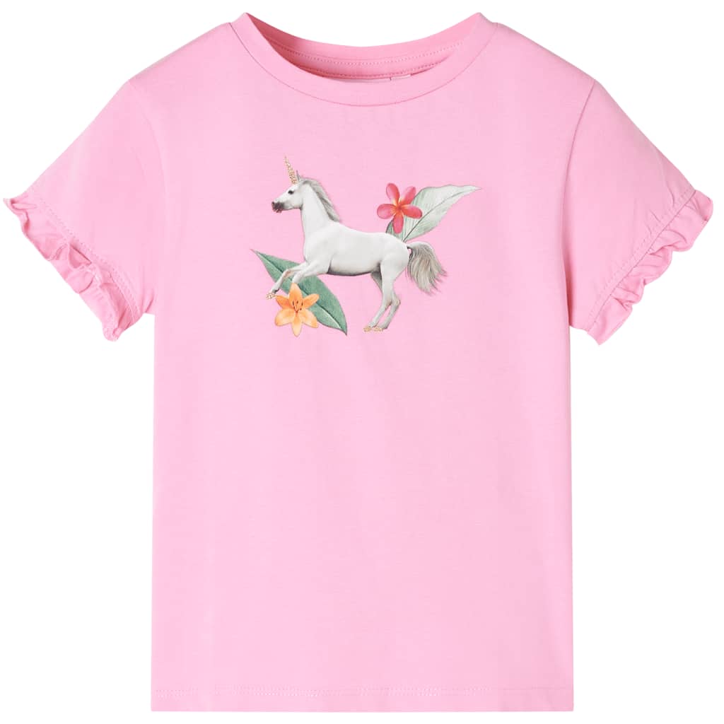 VidaXL Kindershirt mit kurzen Ärmeln 140 leuchtendes Rosa
