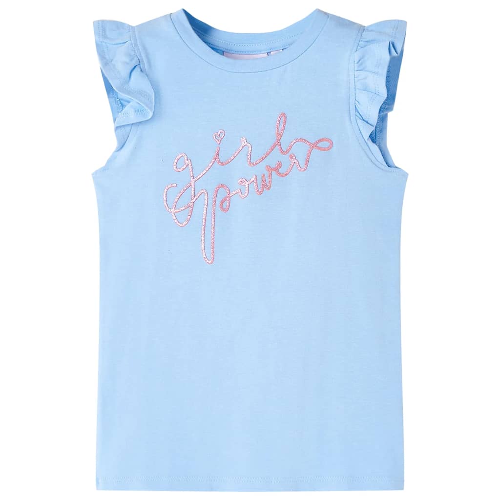 VidaXL Kindershirt mit Rüschen an den Ärmeln 140 Hellblau