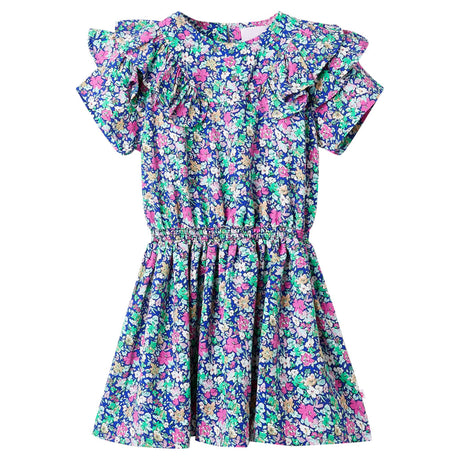VidaXL Kinderkleid mit Rüschenärmeln 140 Kobaltblau