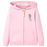VidaXL Kinderstrickjacke mit Kapuze und Reißverschluss 128 leuchtendes Rosa