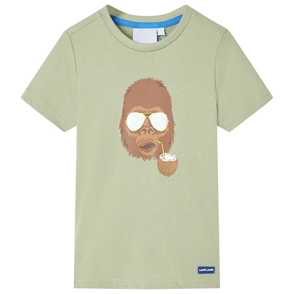 VidaXL Kindershirt mit kurzen Ärmeln 116 helles Khaki