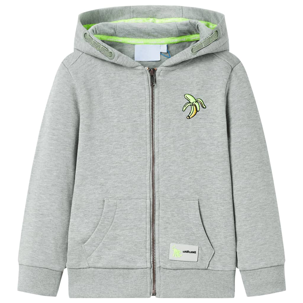 VidaXL Kinderstrickjacke mit Kapuze und Reißverschluss 92 helles Khaki meliert