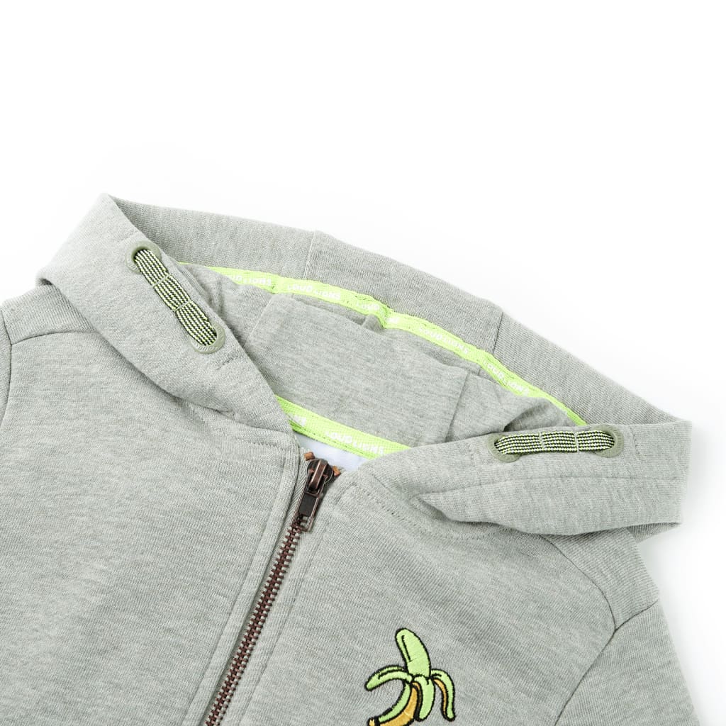 VidaXL Kinderstrickjacke mit Kapuze und Reißverschluss 128 hellkhaki meliert