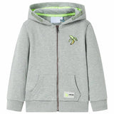VidaXL Kinderstrickjacke mit Kapuze und Reißverschluss 140 helles Khaki meliert