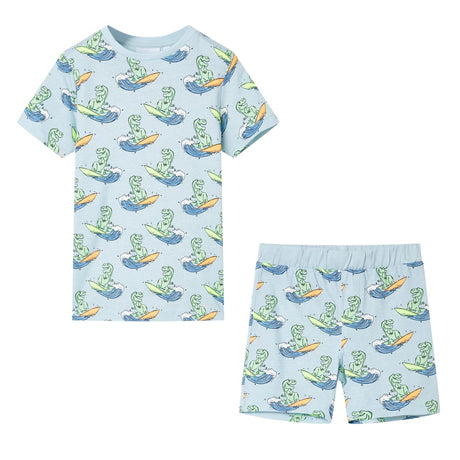 VidaXL Kinderpyjama mit kurzen Ärmeln 116 Hellblau