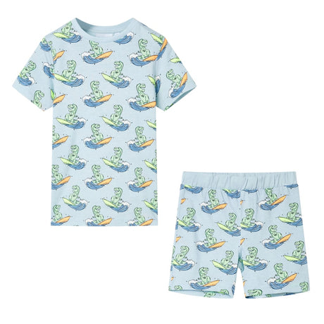 VidaXL Kinderpyjama mit kurzen Ärmeln 128 Hellblau