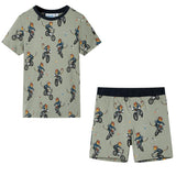 VidaXL Kinderpyjama mit kurzen Ärmeln 92 helles Khaki