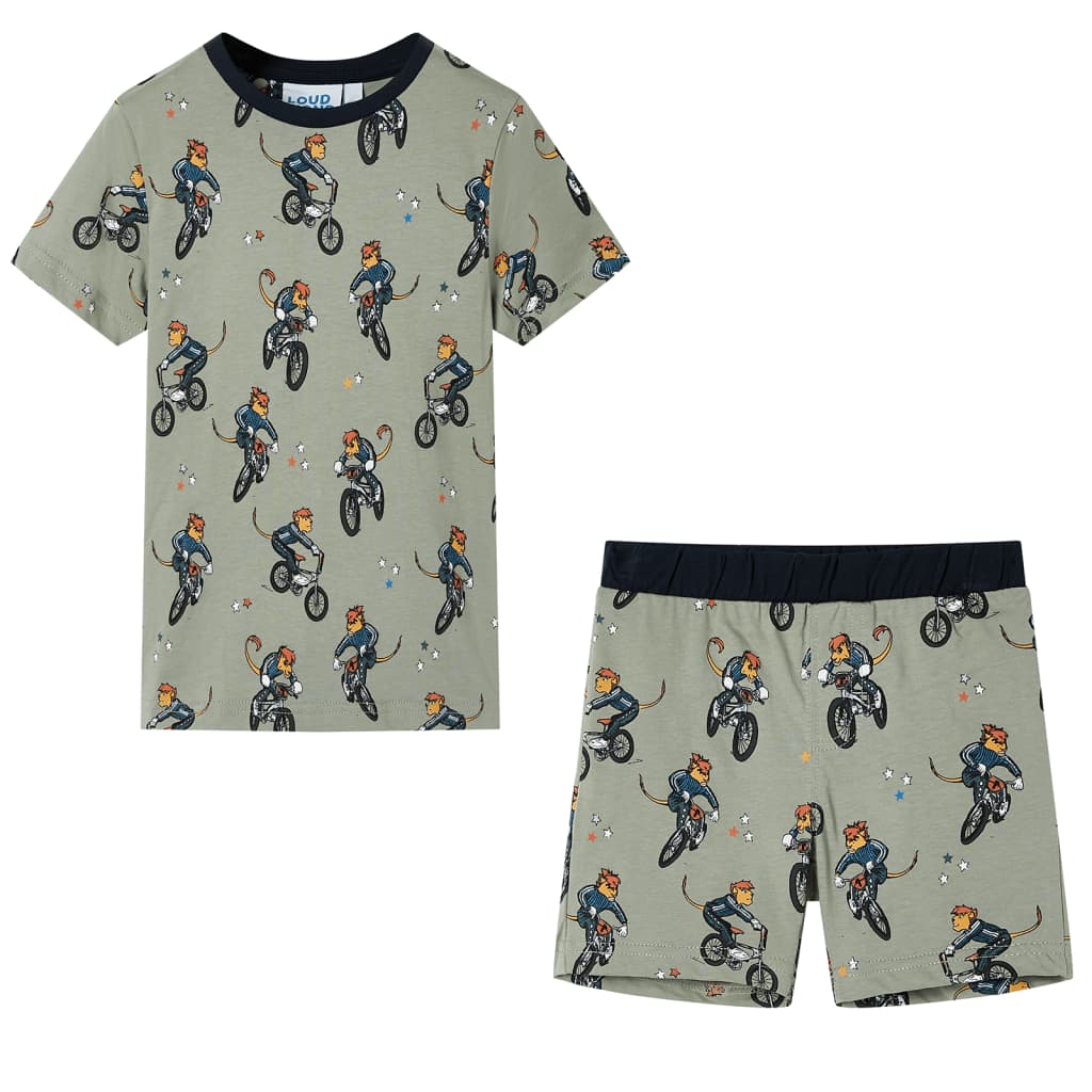 Vidaxl Kinderpyjama mit kurzen Ärmeln 104 helles Khaki