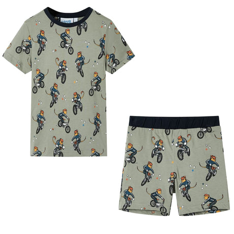 Vidaxl Kinderpyjama mit kurzen Ärmeln 104 helles Khaki