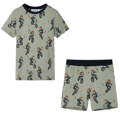 Vidaxl Kinderpyjama mit kurzen Ärmeln 116 helles Khaki