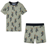 VidaXL Kinderpyjama mit kurzen Ärmeln 116 helles Khaki