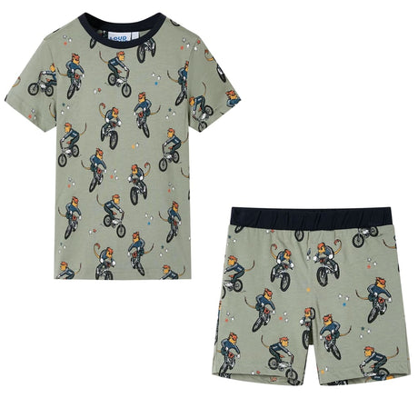 VidaXL Kinderpyjama mit kurzen Ärmeln 128 helles Khaki