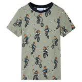 VidaXL Kinderpyjama mit kurzen Ärmeln 128 helles Khaki