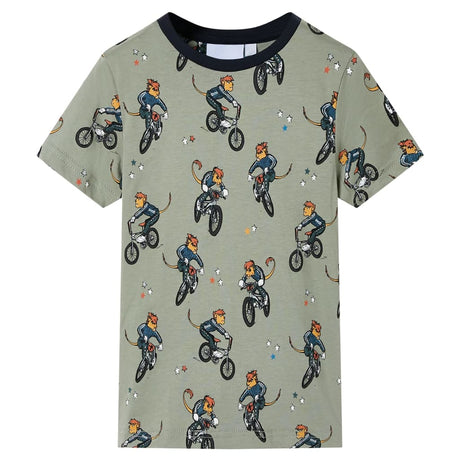 VidaXL Kinderpyjama mit kurzen Ärmeln 128 helles Khaki