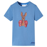 VidaXL Kindershirt mit kurzen Ärmeln 140 Mittelblau