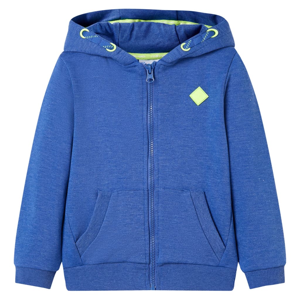 VidaXL Kinderstrickjacke mit Kapuze und Reißverschluss 116 blau gemischt