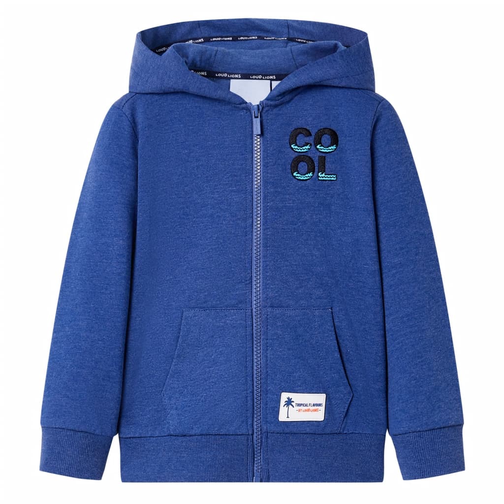 VidaXL Kinderstrickjacke mit Kapuze und Reißverschluss 92 dunkelblau gemischt
